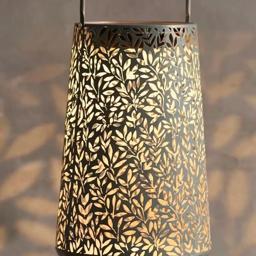 Anthropologie Terrain Perforated Foliage Solar Lantern NEW